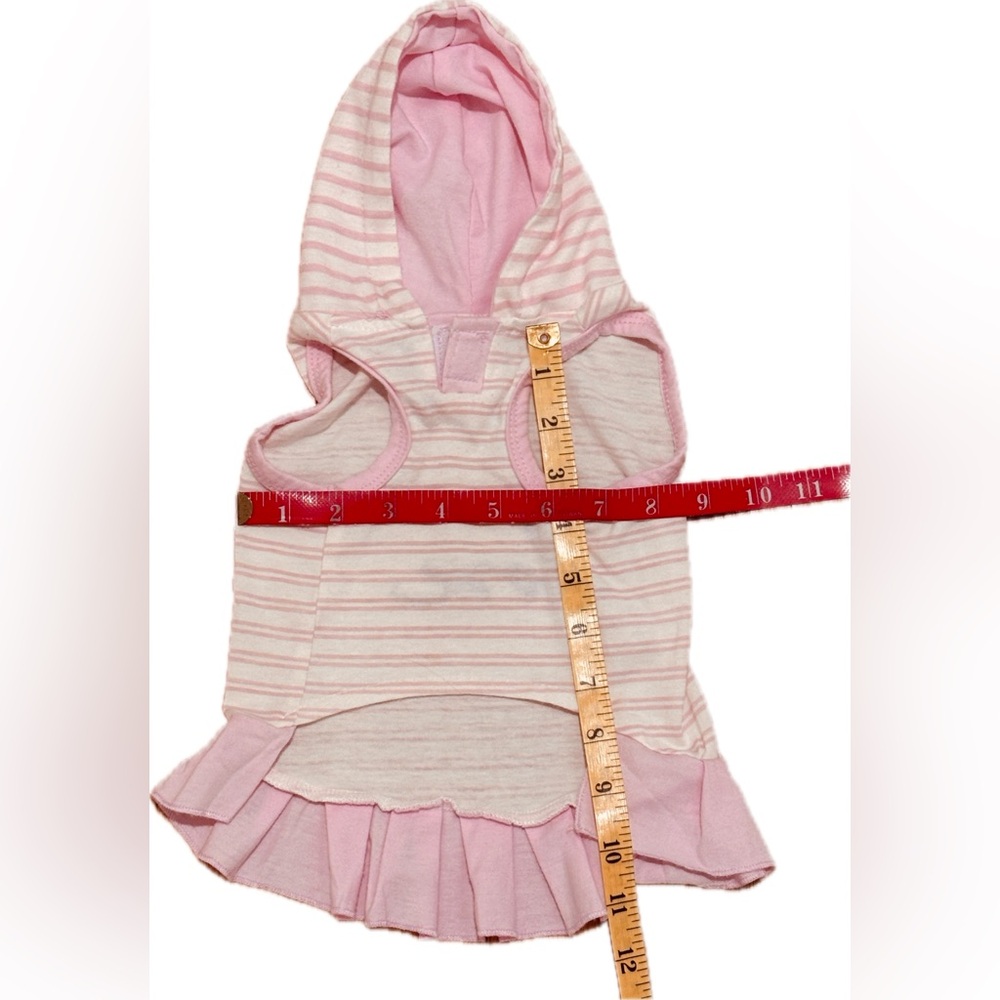 Ellen DeGeneres "Love" Pink & White Striped Hoodie Dog Outfit - Picture 4 of 9